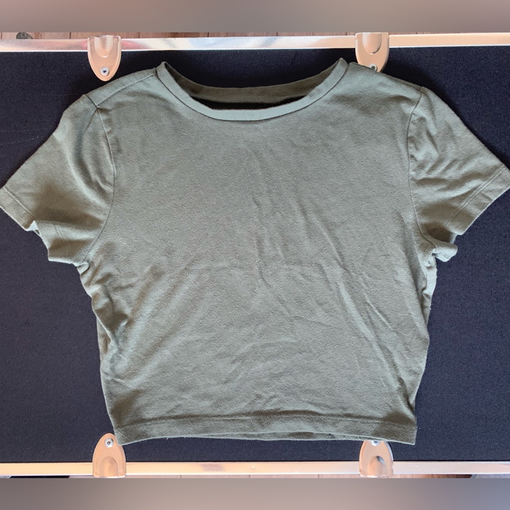 Army green crop top